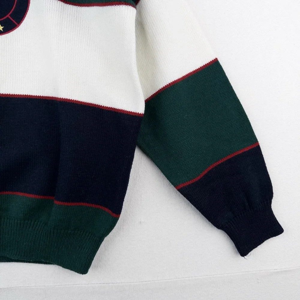90's Vtg Embroidered Classic Yacht Club Racing Sweater Acrylic Color Block